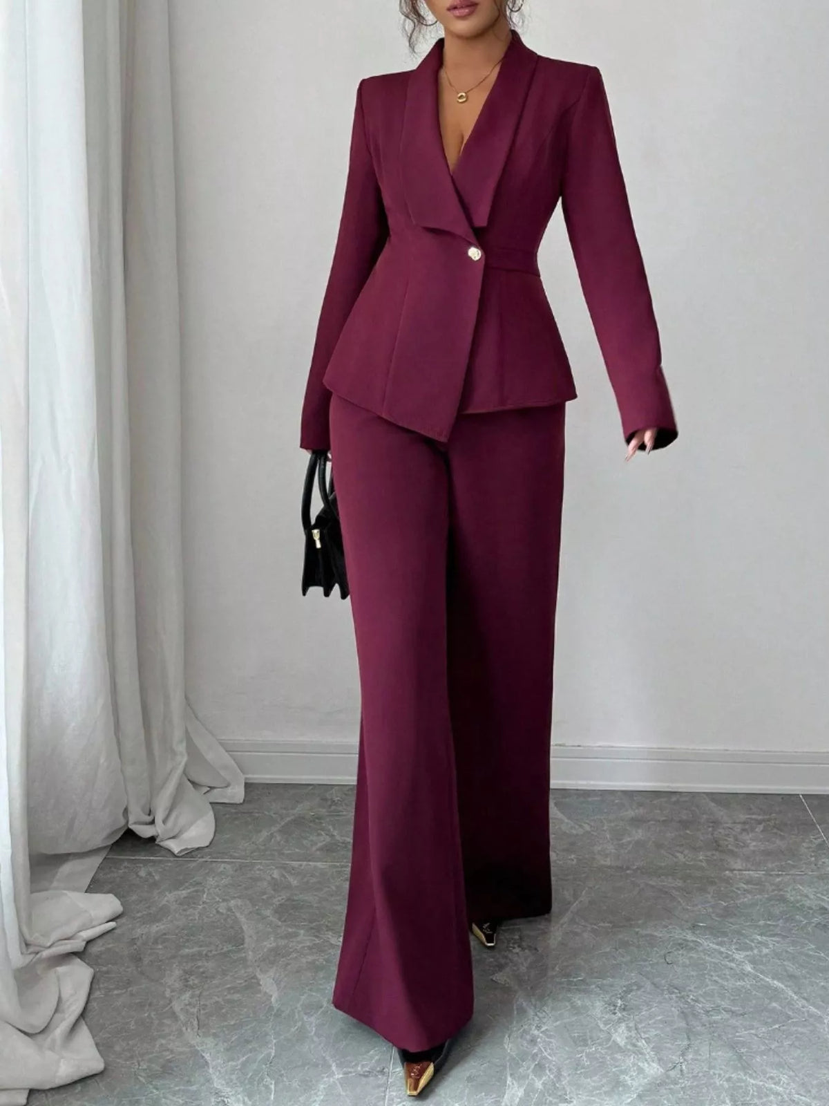 One Button Blazer and Pants Set, view 31