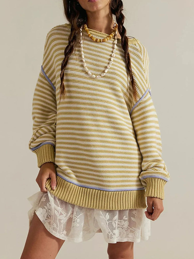 striped oversized sweater front view