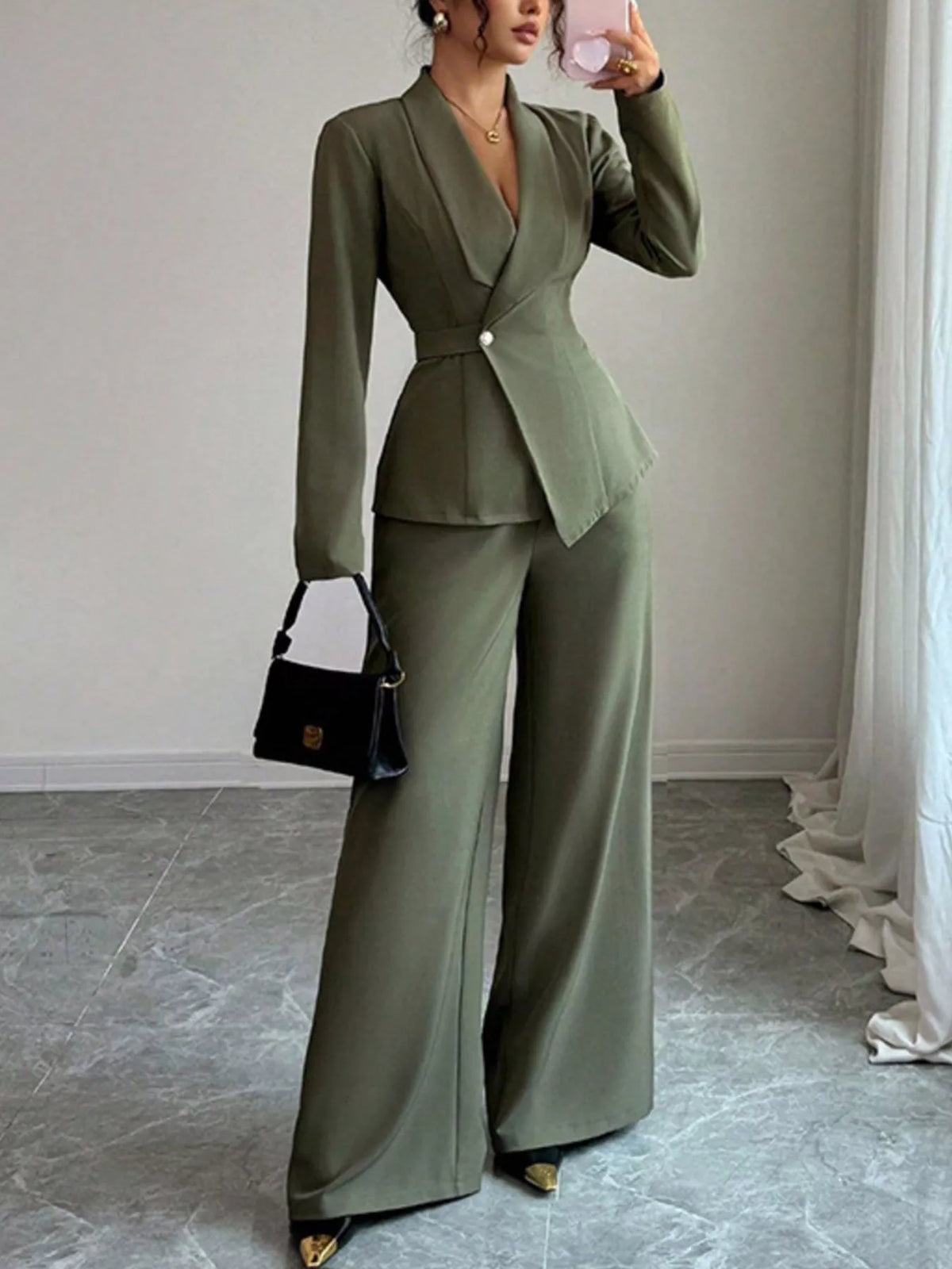 Blazer pants set pocket detail