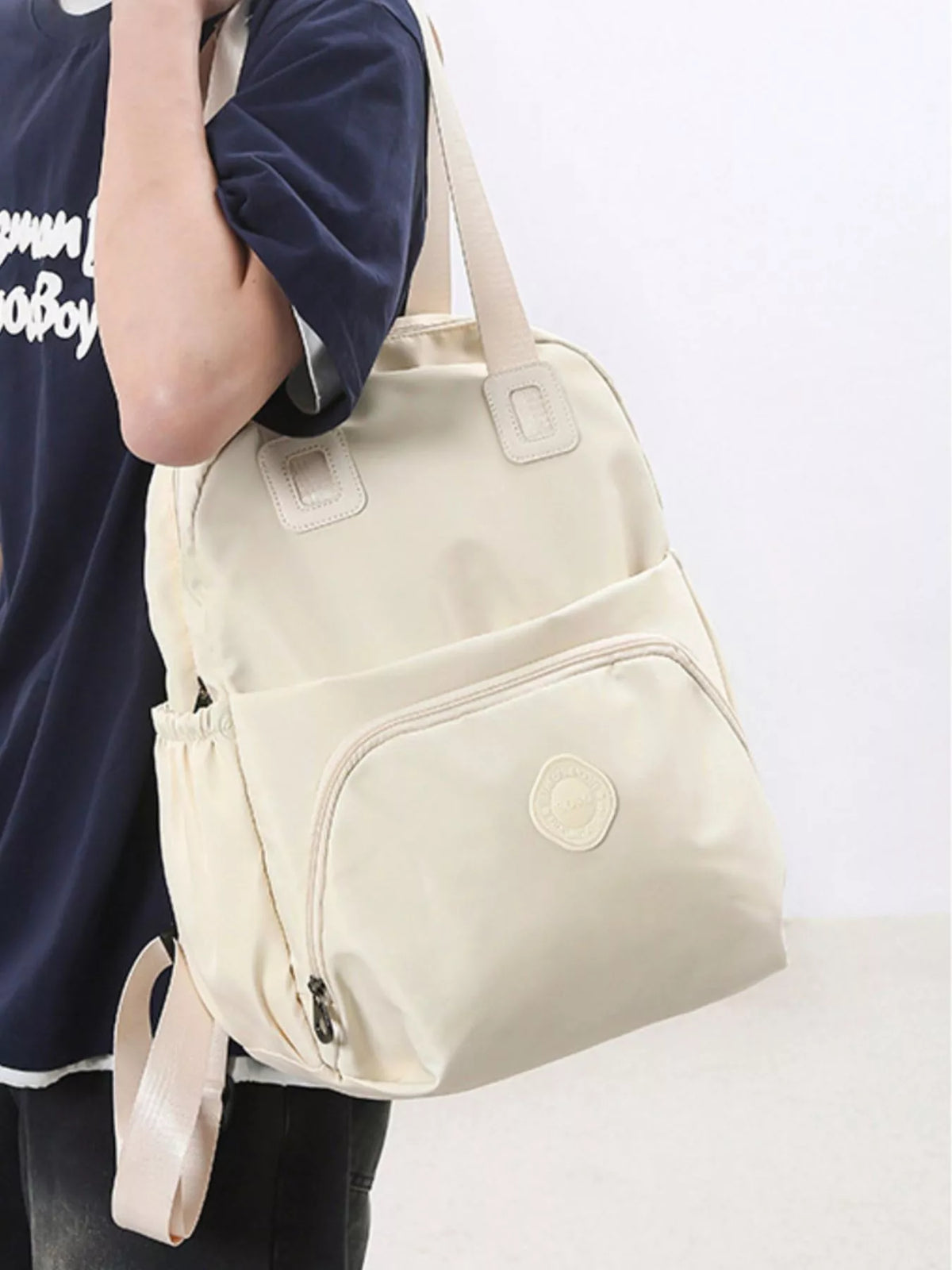 Solid color Oxford backpack interior compartment