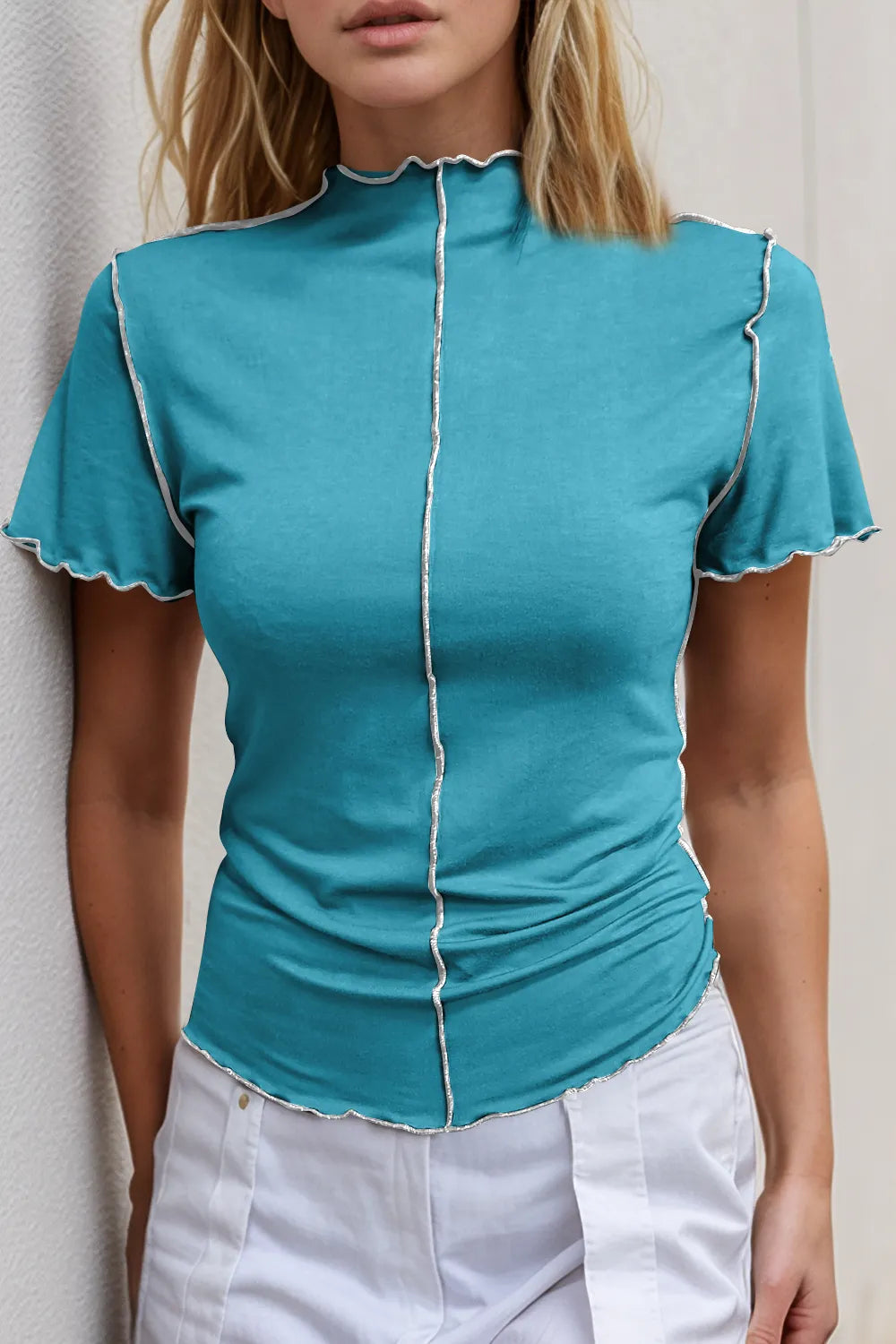 Contrast trim top purple colorway