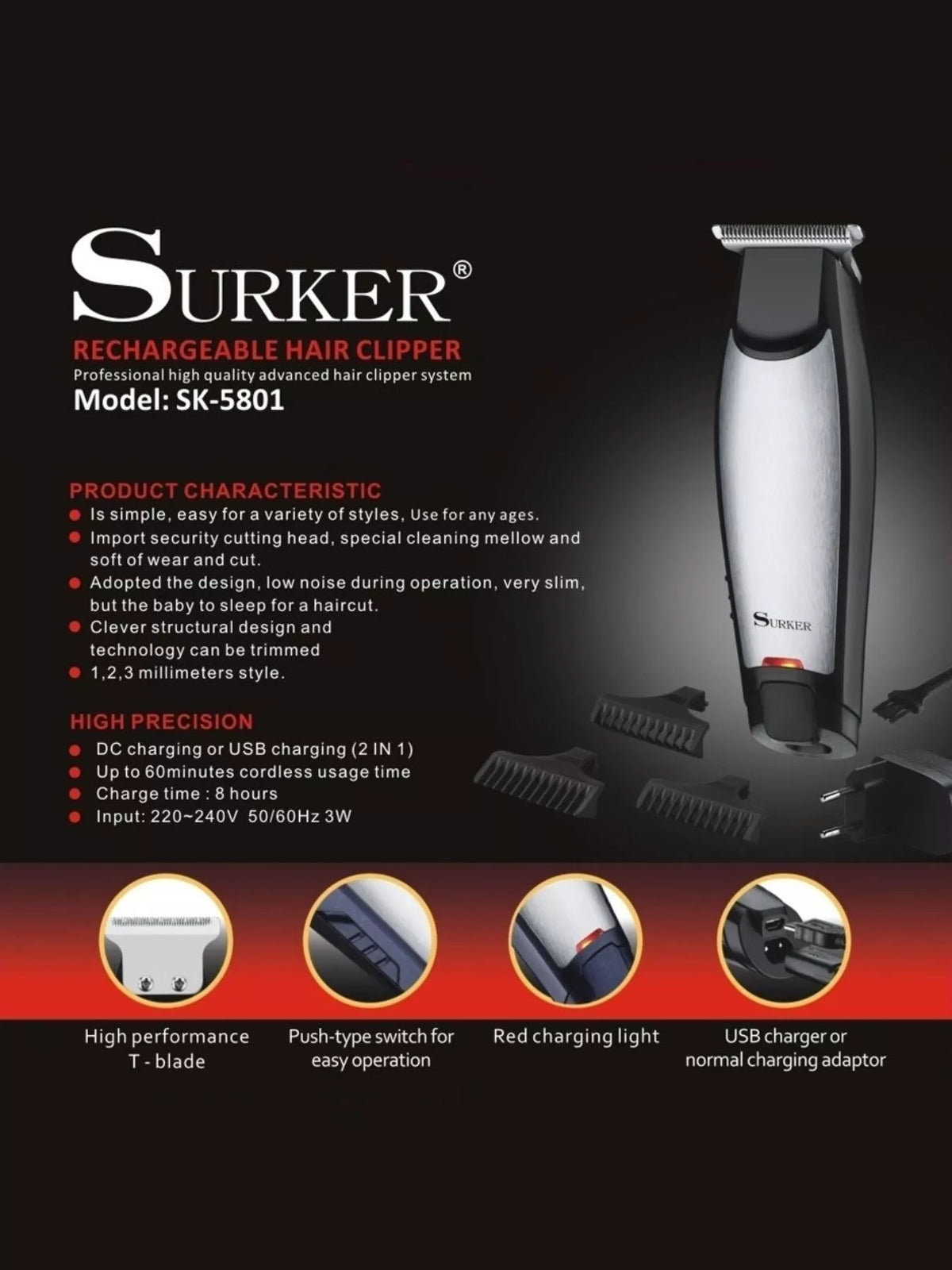 Cordless clipper with charging cable