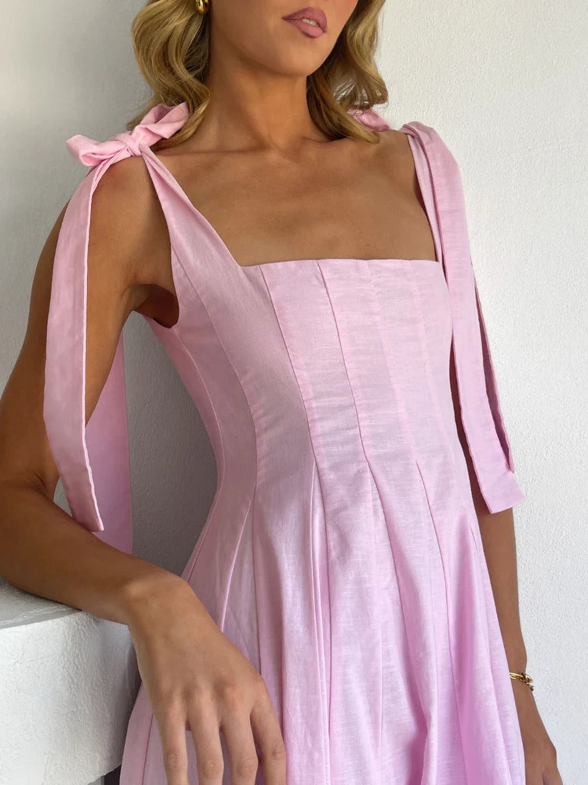 Gradient tie shoulder maxi dress color view