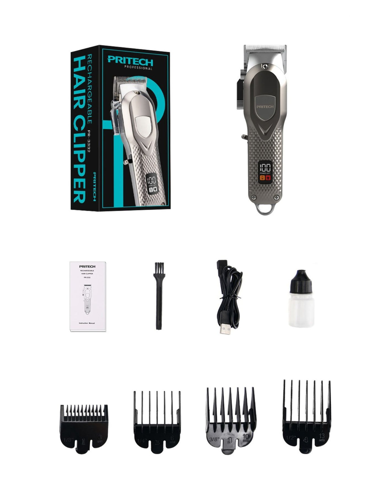 Hair clipper 5 piece kit overview