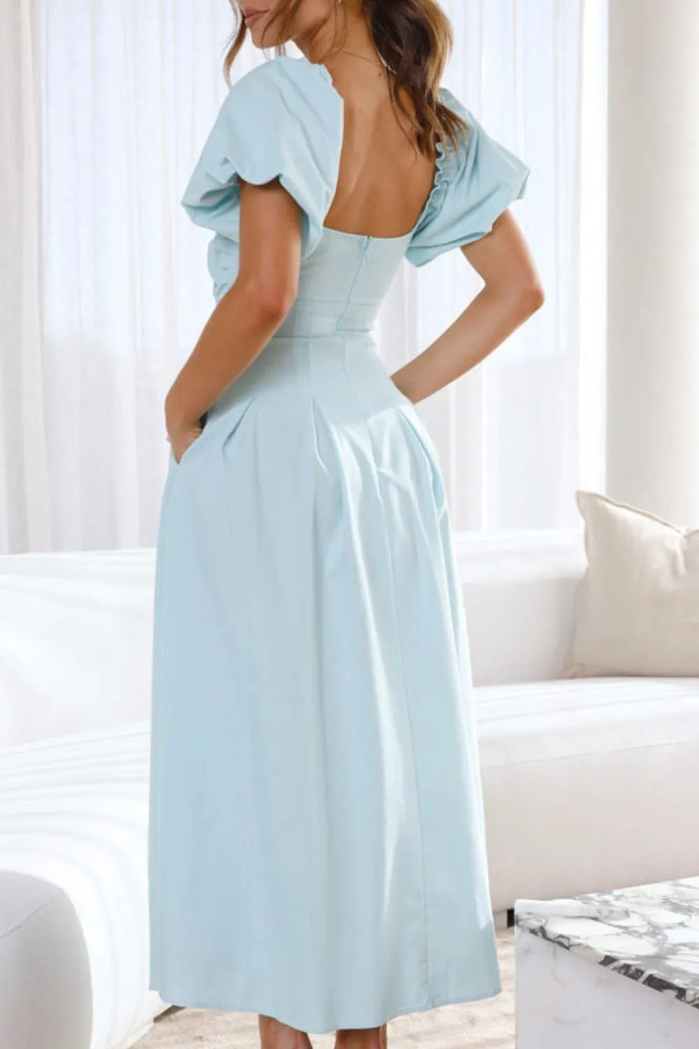 Sweetheart Neck Puff Sleeve Dress, view 25