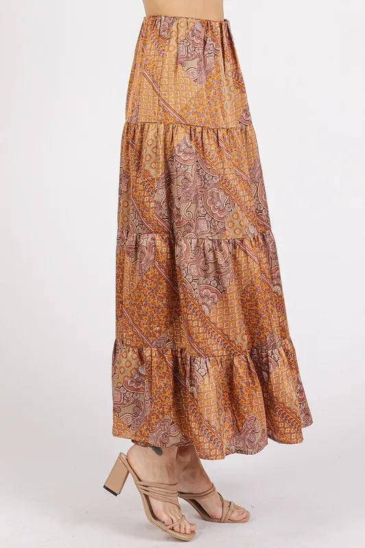 Mittoshop Paisley Patchwork Print Satin Maxi Skirt - Fashorio