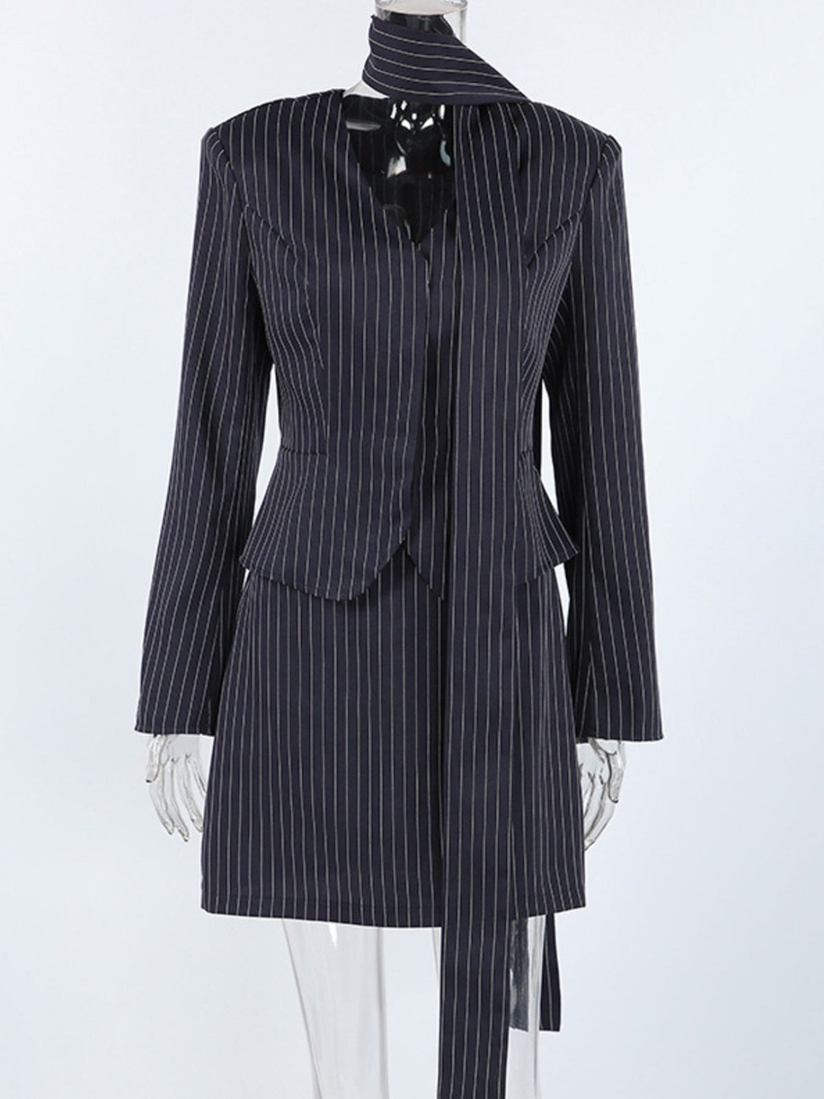 Striped mini skirt set full length styling