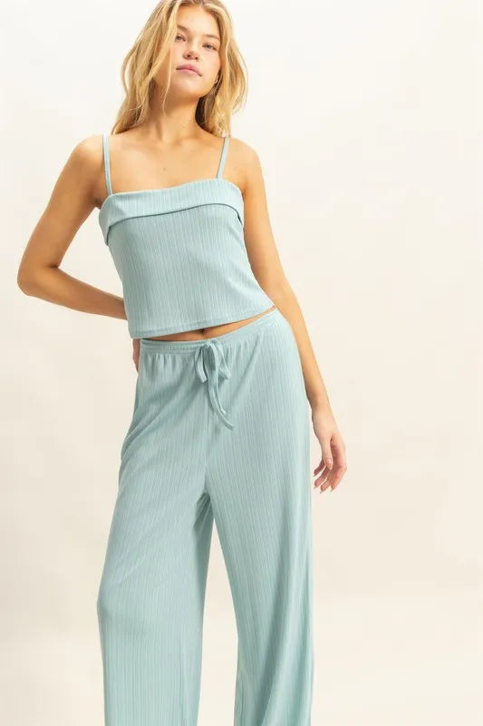 Rib Knit Cami Top and Pants Set detail