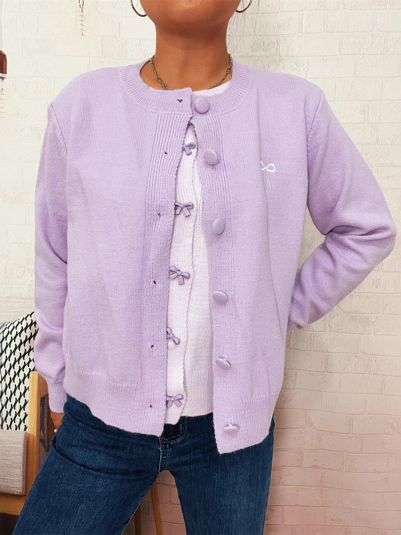 Button-Up Long Sleeve Cardigan - Fashorio