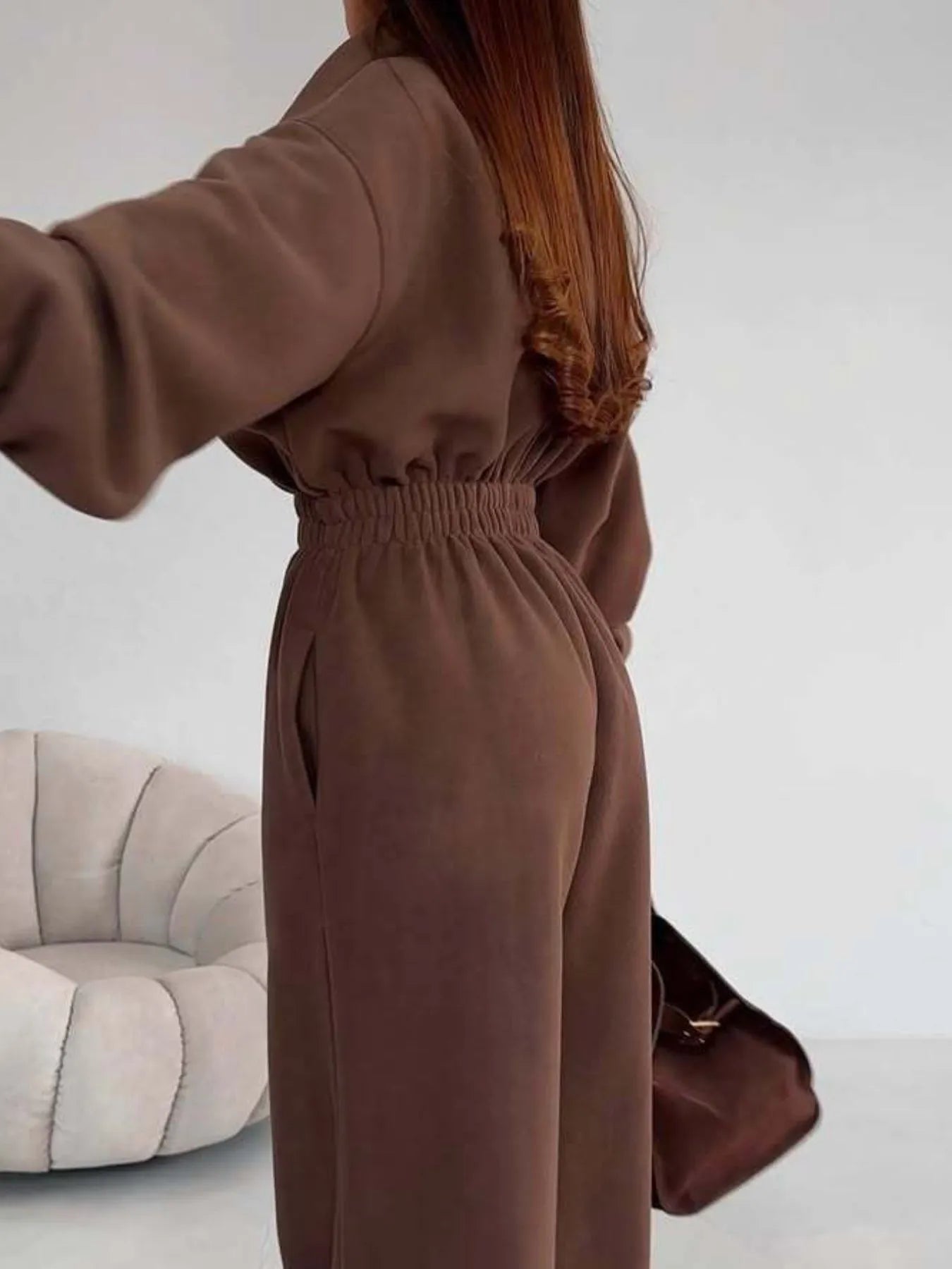 Zip Front Long Sleeve Jumpsuit - Fashorio