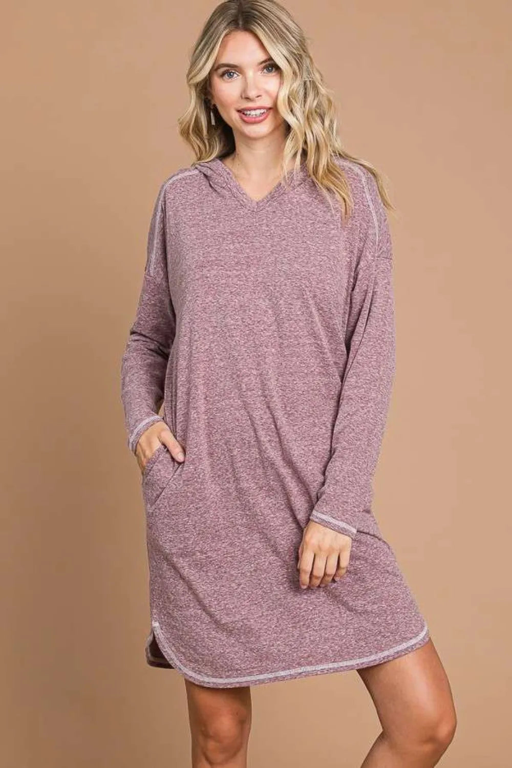 Hooded Long Sleeve Sweater Dress detail