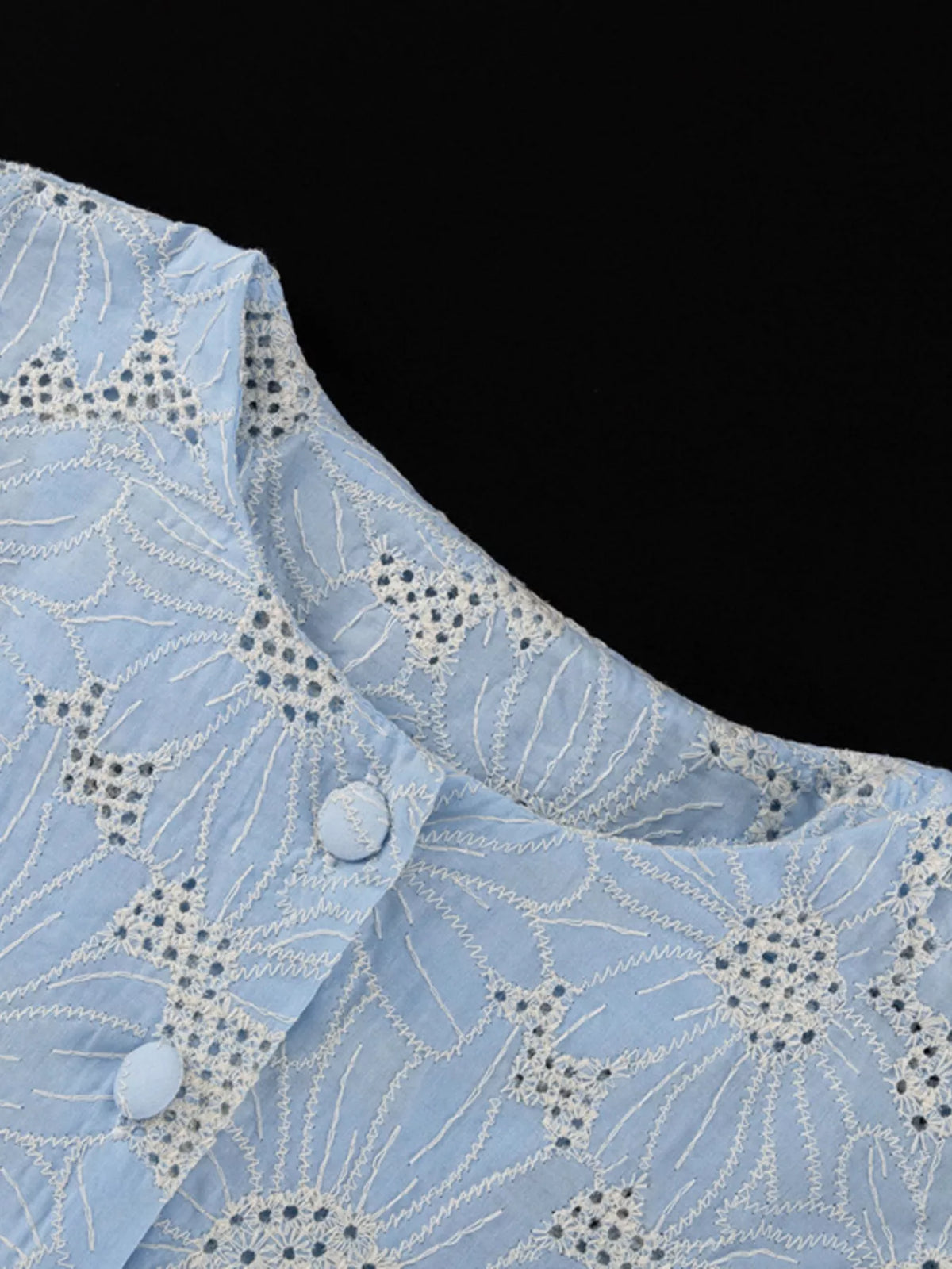 Light blue eyelet blouse front pose