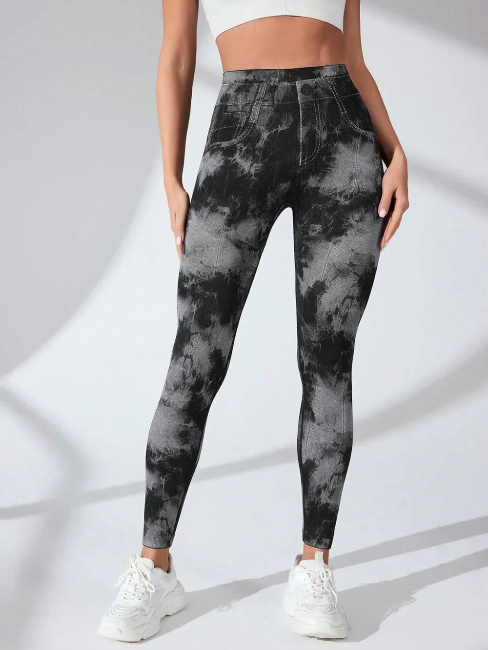 Tie-Dye High Waist Active Leggings Black - Fashorio