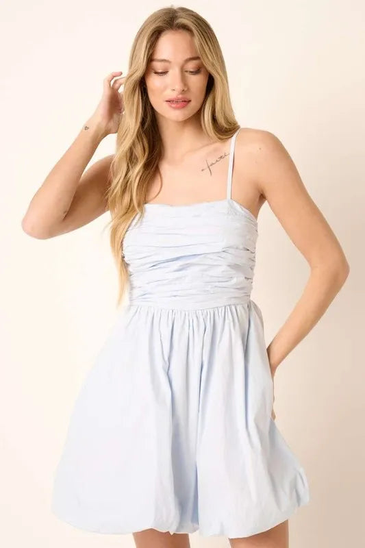 Ruched Detail Bubble Hem Mini Dress side view