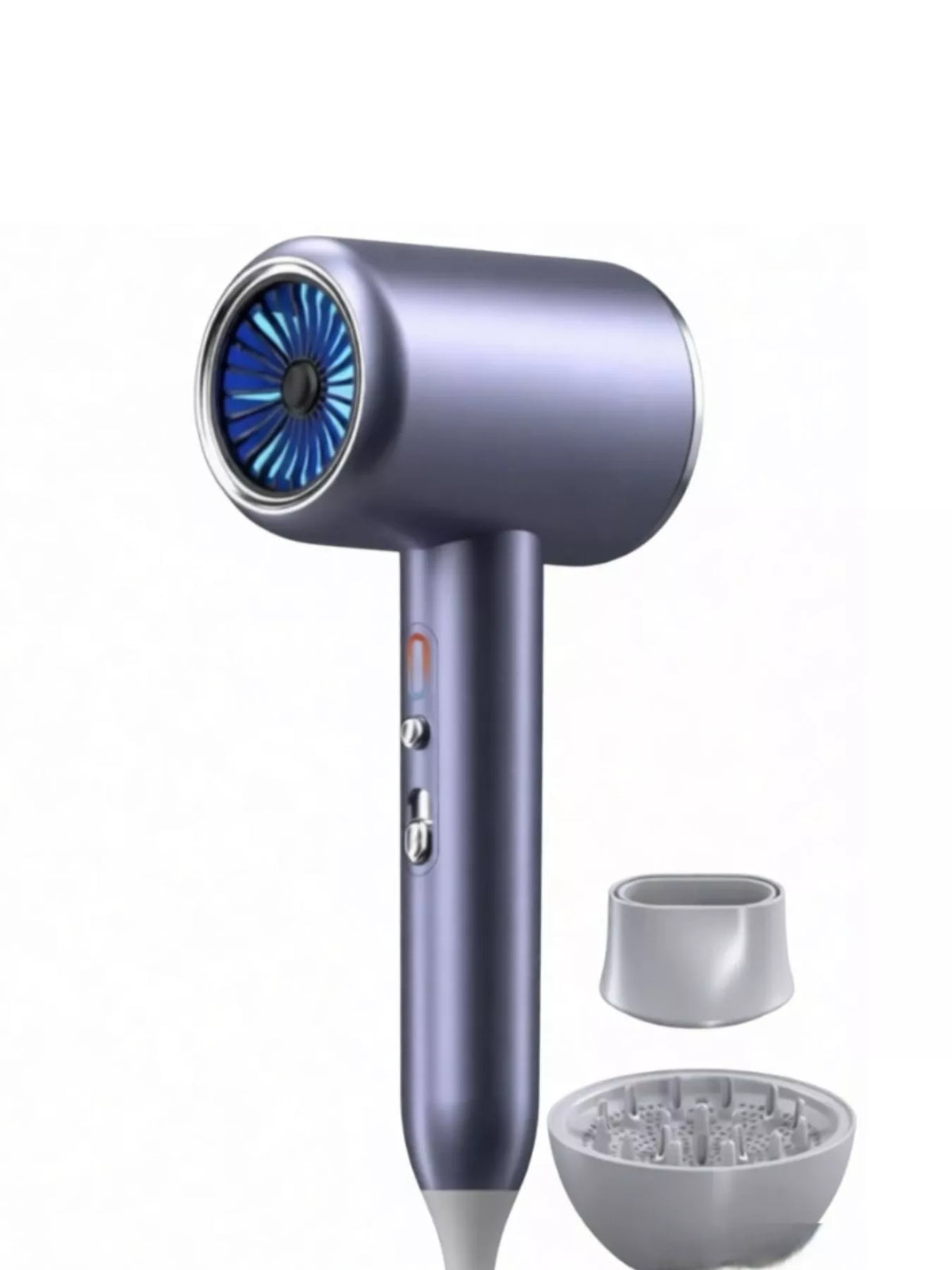 Hair dryer nozzle and blue light detail