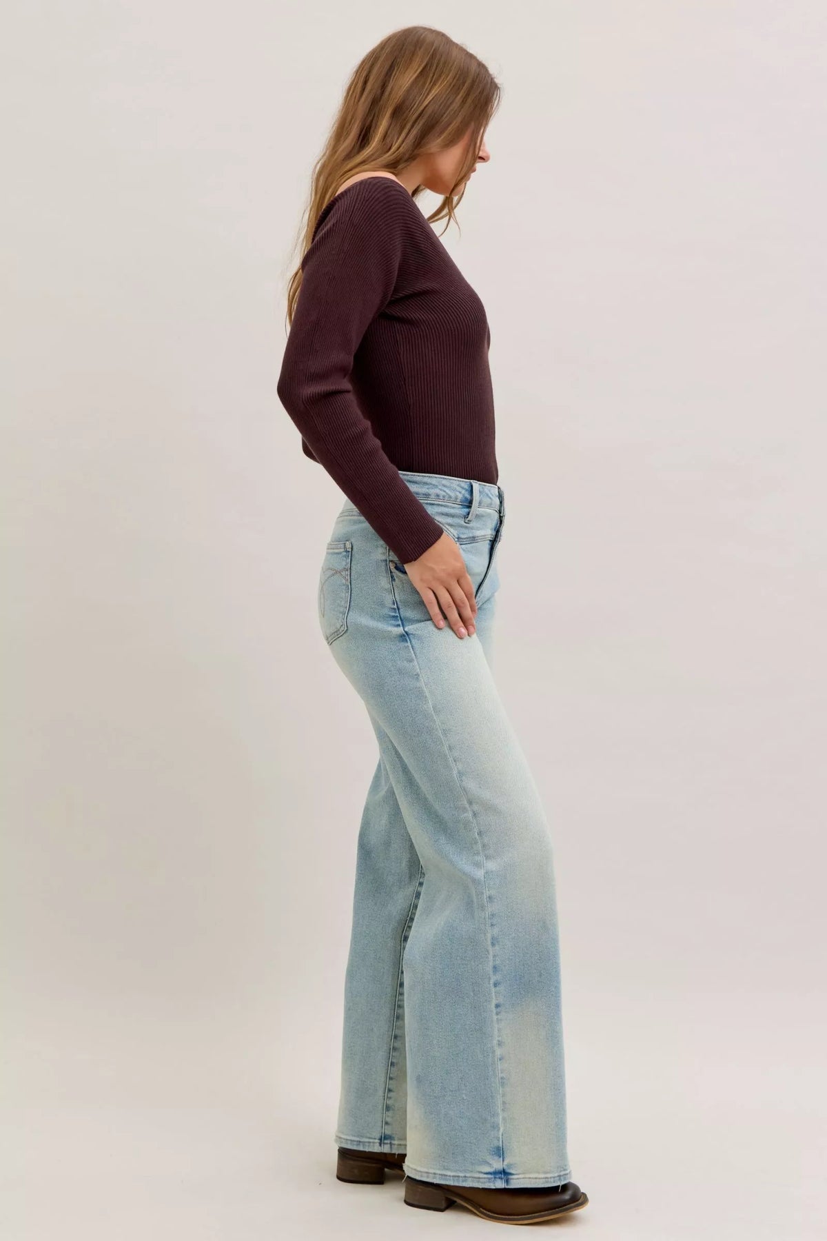 Judy Blue column straight jeans full length view