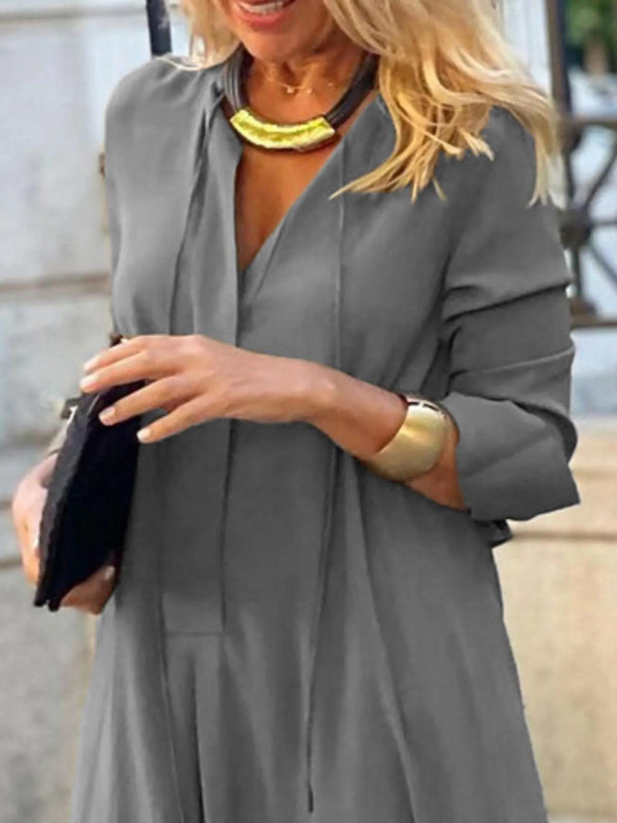 Solid maxi shirt dress flat lay