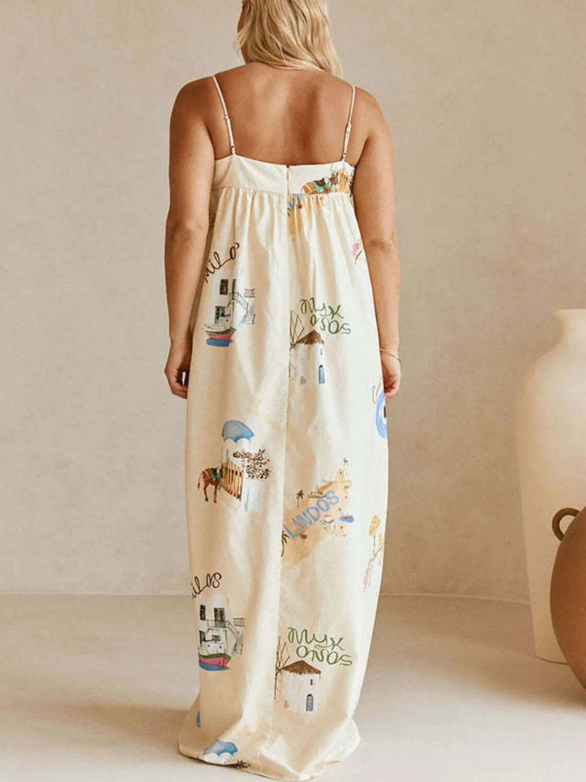 Print detail on bohemian cami maxi dress