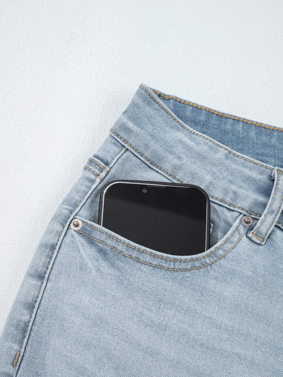 Mid rise waist detail on skinny denim