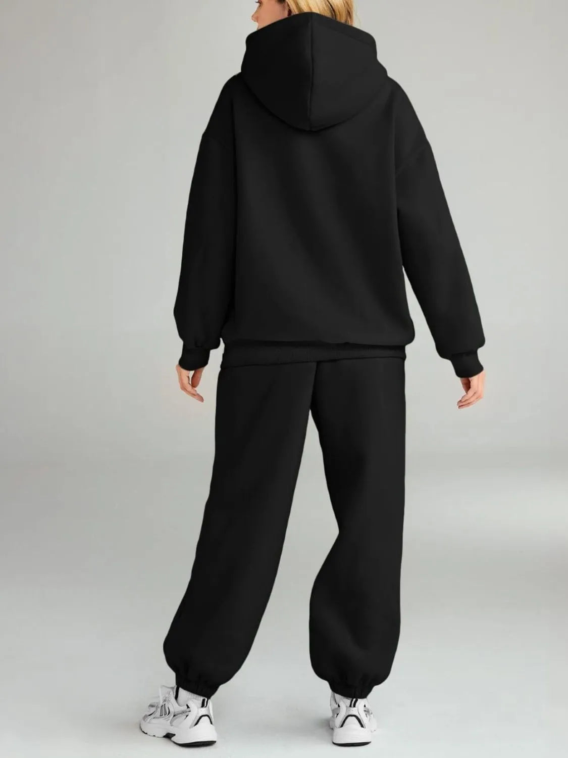 Full Size Kangaroo Pocket Hoodie and Joggers Set Plus Size - Fashorio