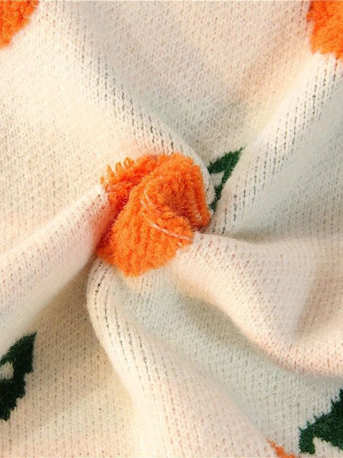 Printed Round Neck Drop Shoulder Sweater - Fashorio