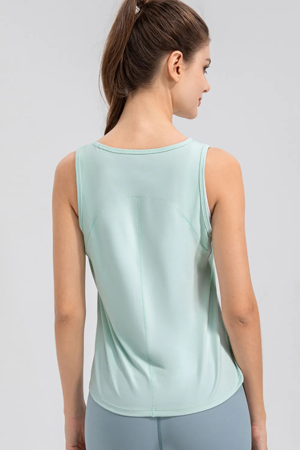 Wide Strap Round Neck Active Tank - Fashorio