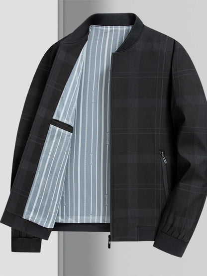Men's Plus Size Zip Up Long Sleeve Jacket Black - Fashorio