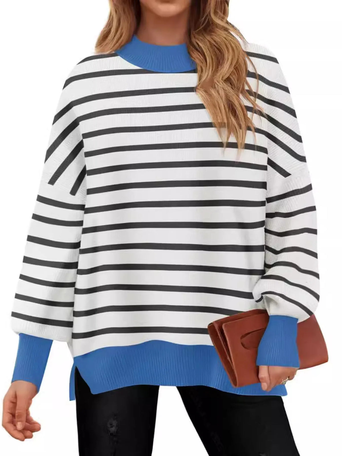 Striped sweater color option close up