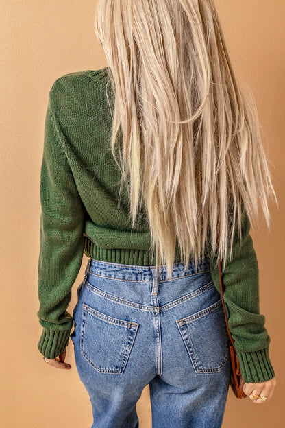 Cable-Knit Button Down V-Neck Cardigan - Fashorio