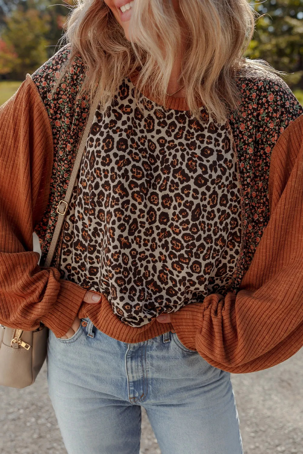 Leopard Print Long Sleeve Sweatshirt - Fashorio