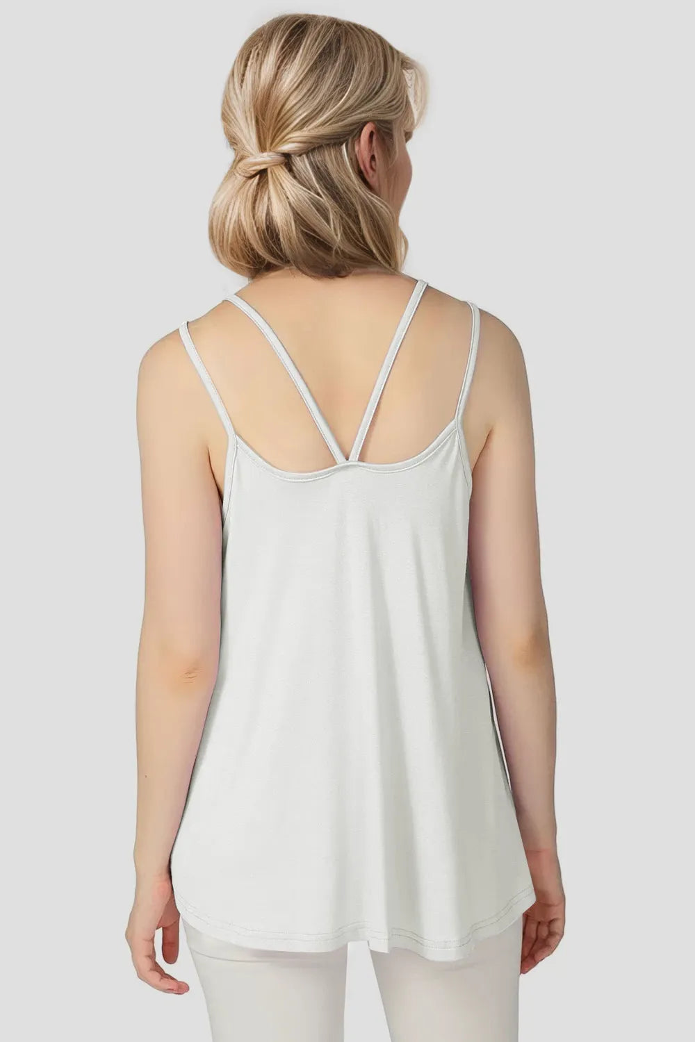 Lime bamboo scoop neck cami top front view