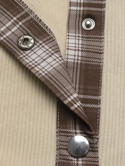 Plaid Hem Button Up Long Sleeve Shacket – Lightweight Layering - Fashorio