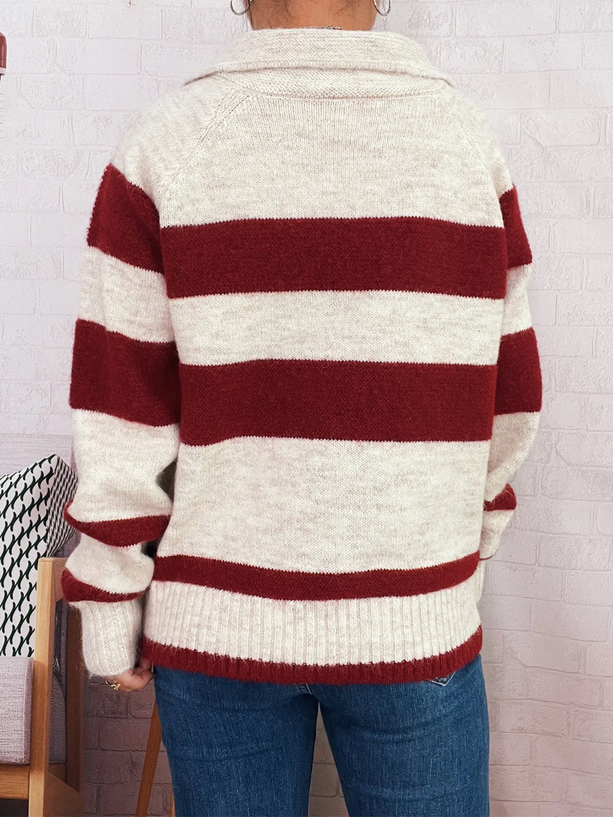 striped cardigan sleeve detail