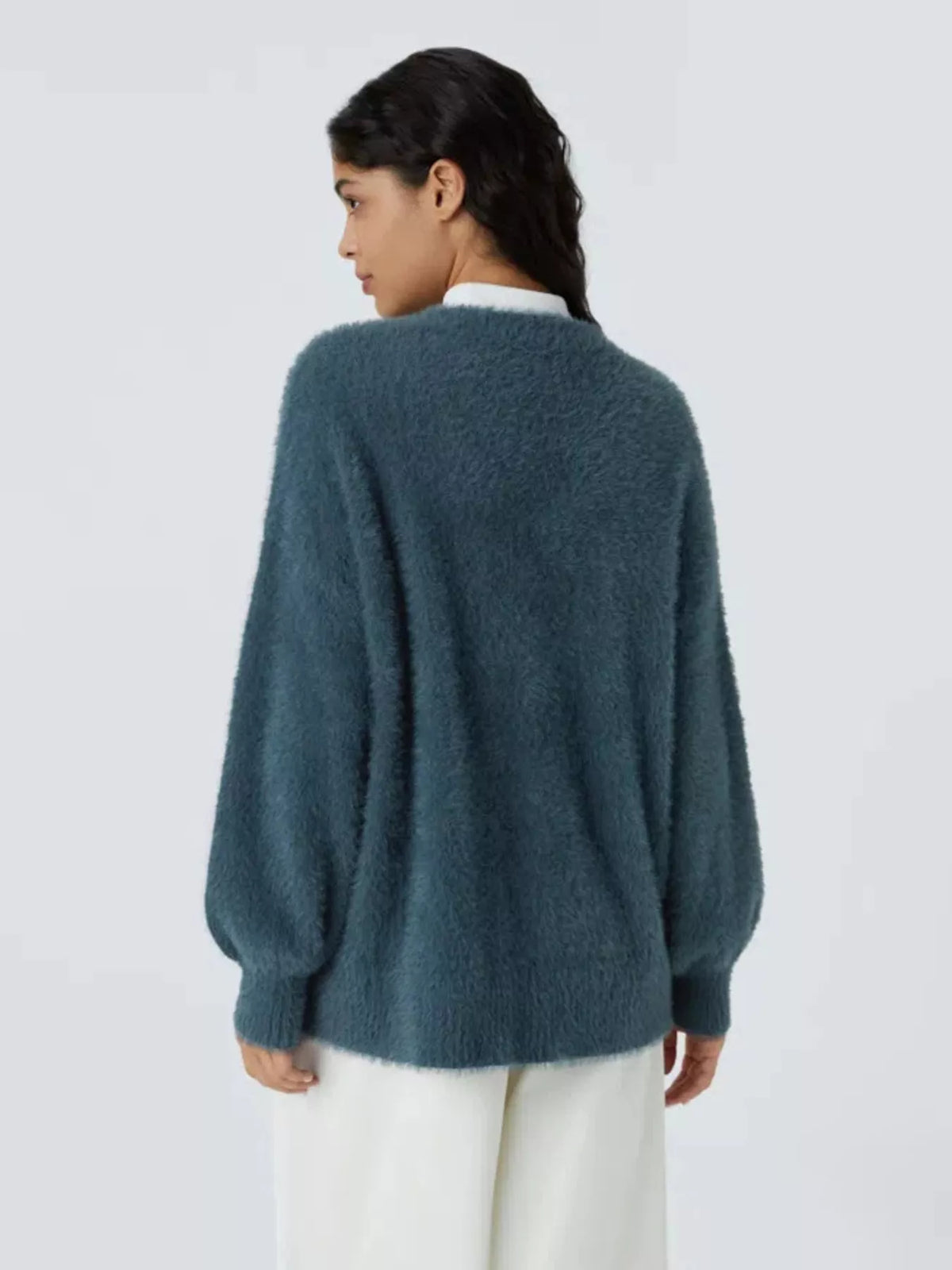 Cozy knit button down cardigan styled look