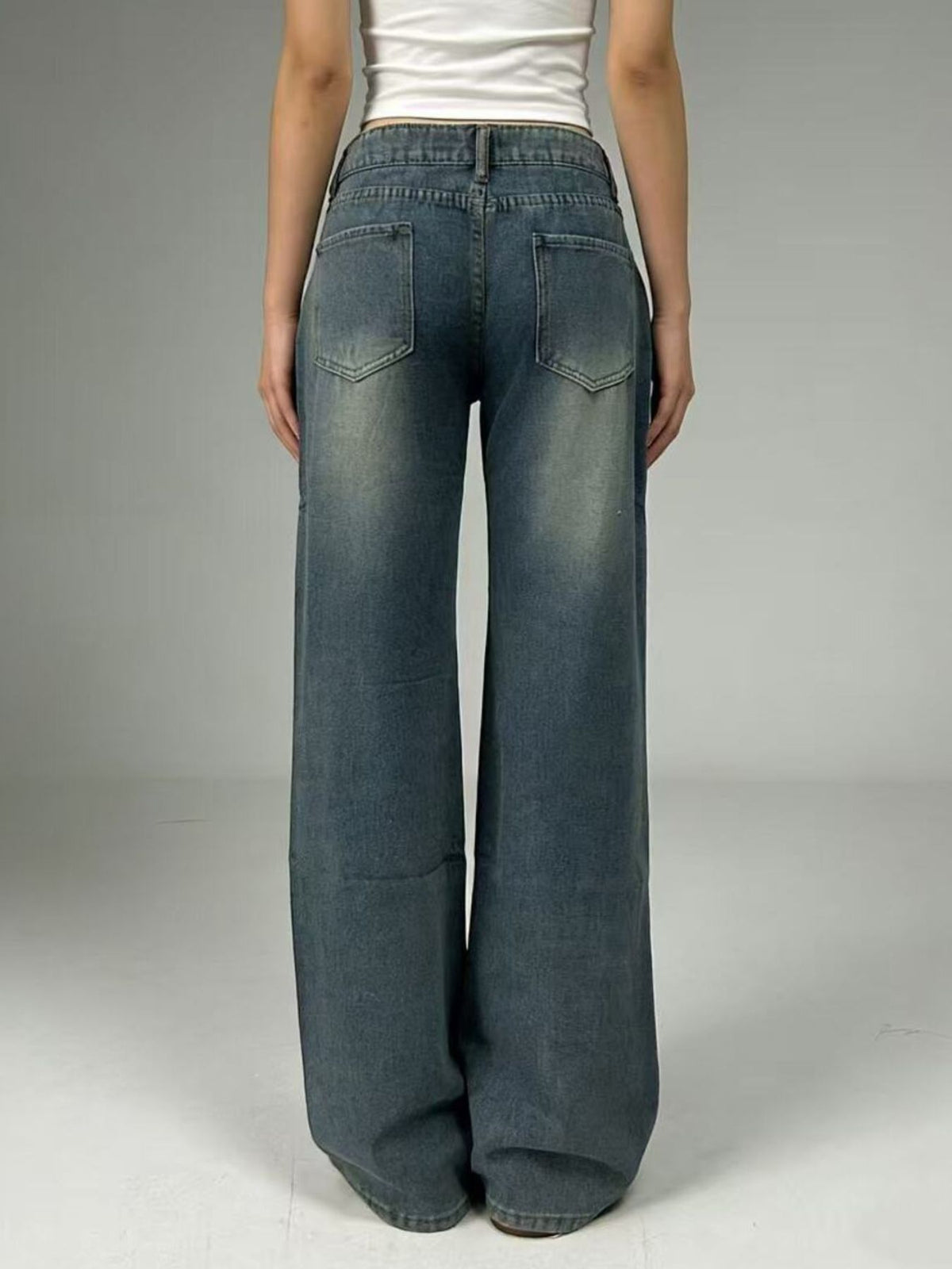 Detail of faded vintage denim wash