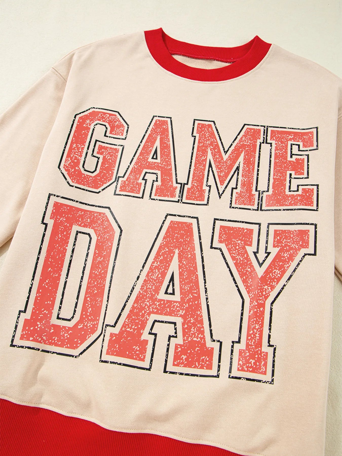 GAME DAY Letter Graphic Round Neck Sweatshirt - Fashorio