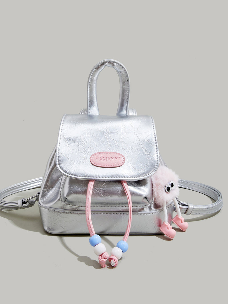 silver contrast mini backpack front view