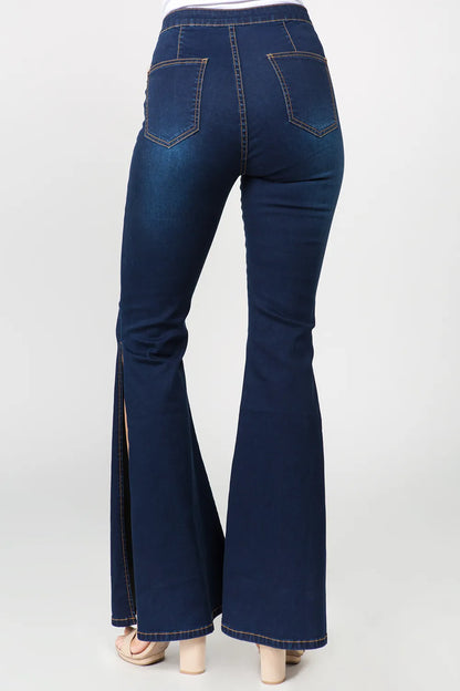 American Bazi Side Slit Flare Jeans - Fashorio