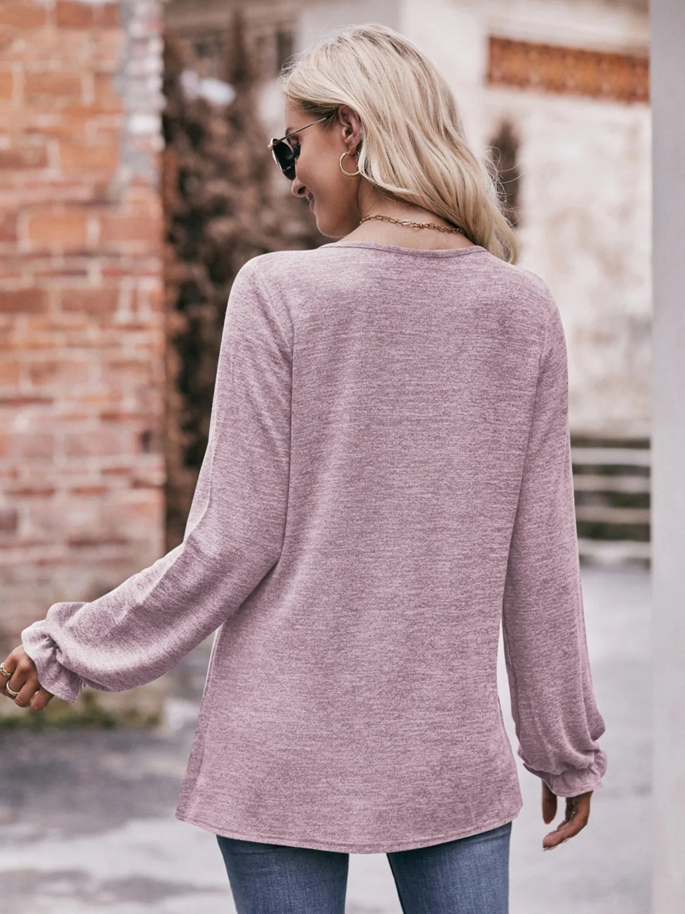 Round Neck Long Sleeve Casual T-Shirt - Fashorio