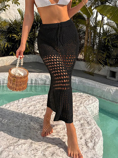 Tied Hollow Out Cover-Up Skirt - Fashorio