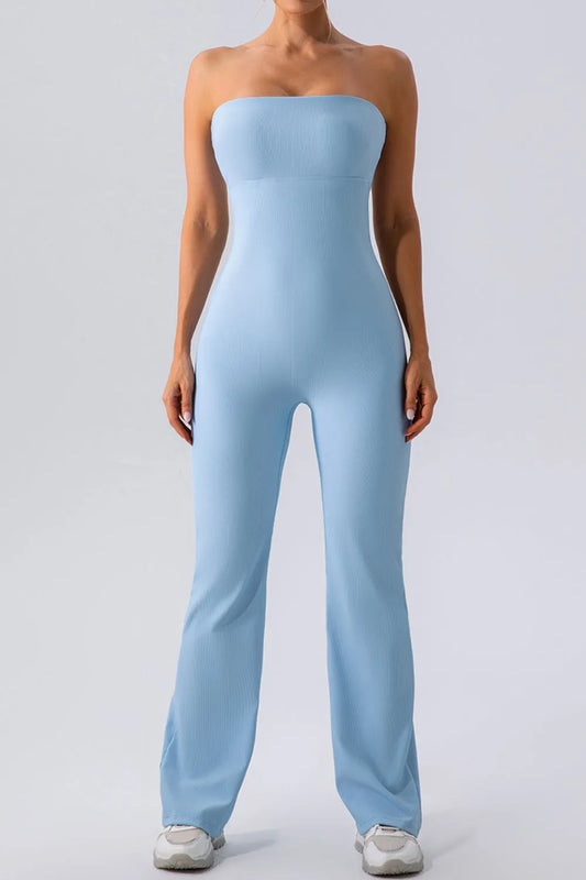 Sleeveless Straight Active Jumpsuit Light Blue - Fashorio
