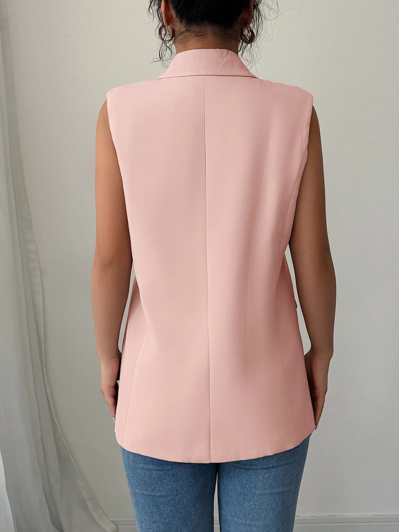 One Button V-Neck Blazer Vest Coat - Fashorio