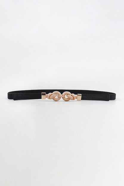 Zinc Alloy Buckle PU Leather Belt Black One Size - Fashorio