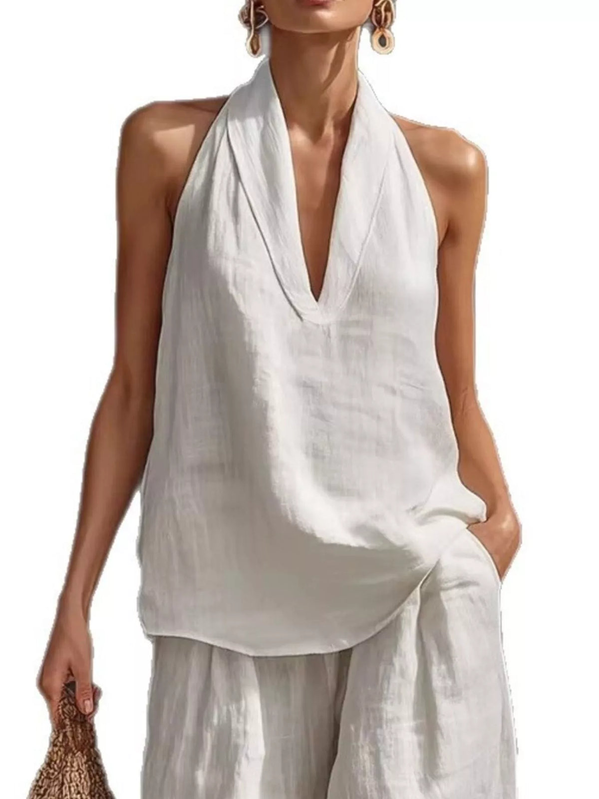 Halter two piece set neckline detail
