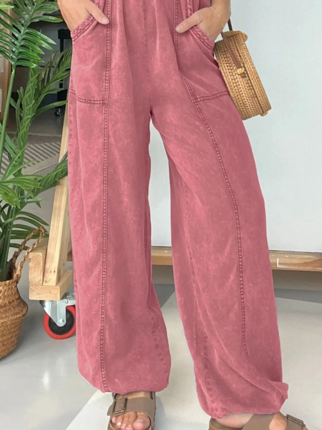 Full Size Wide Leg Spaghetti Strap Jumpsuit Plus Size - Fashorio