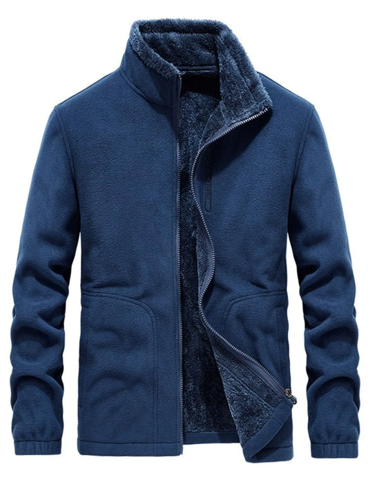 Men's Zip Up Long Sleeve Jacket Blue - Fashorio