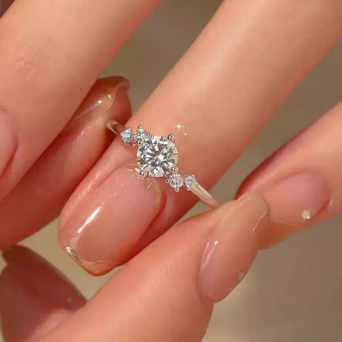 Moissanite ring presented in its matching box