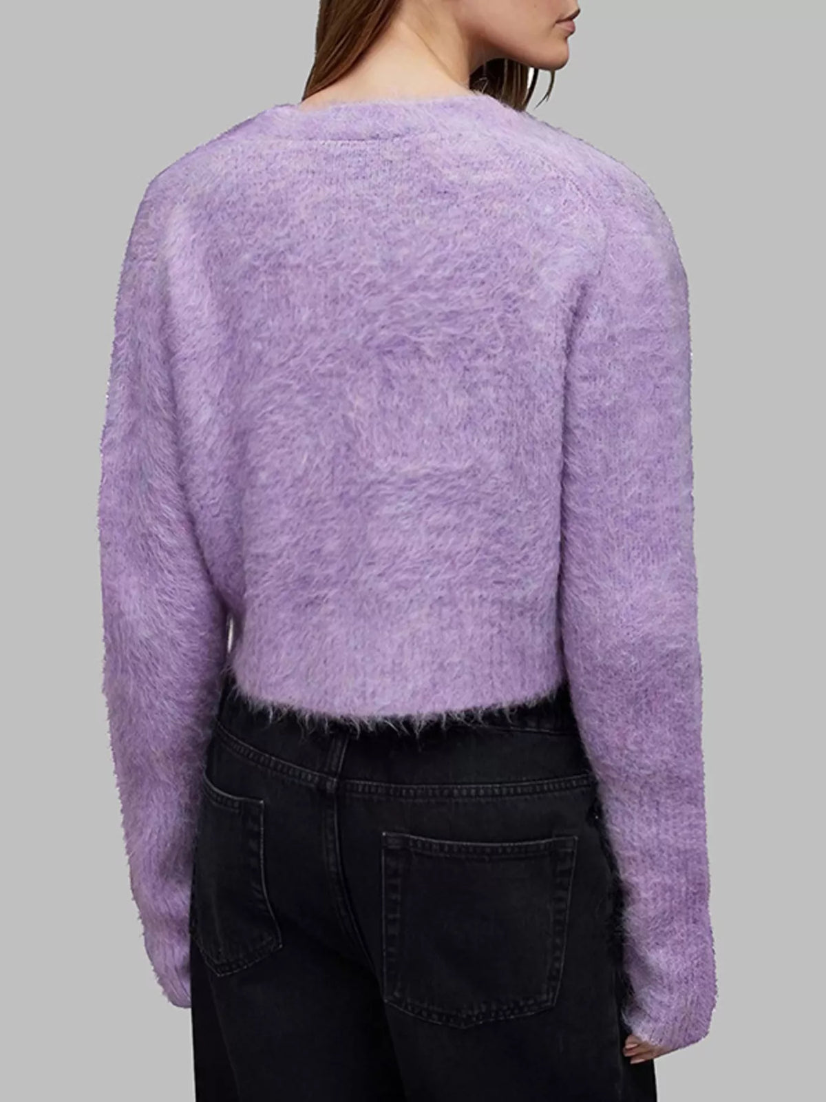 fluffy knit cropped cardigan fabric and knit detail