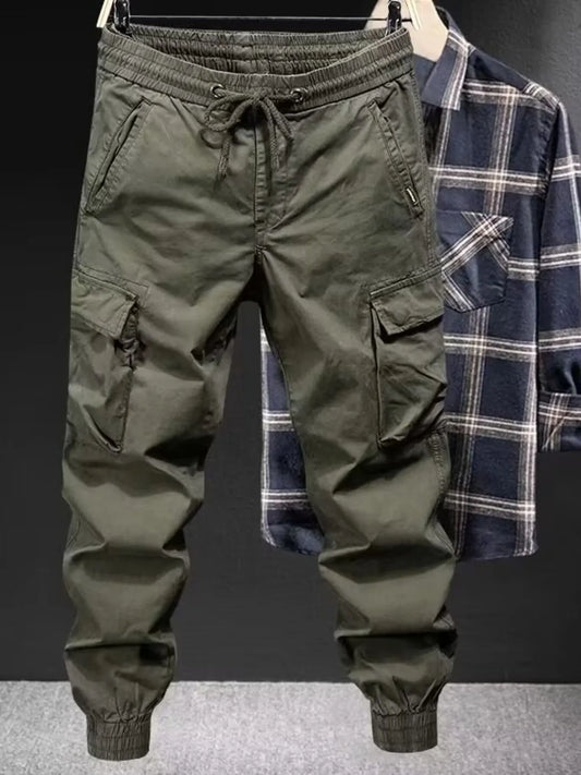 Men's Plus Size Drawstring Joggers with Pockets Green - Fashorio