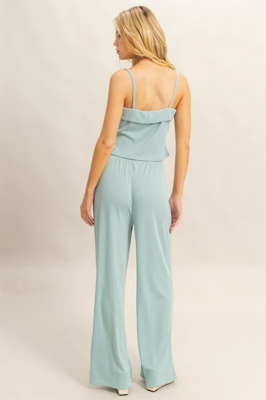 Rib Knit Cami Top and Pants Set side view